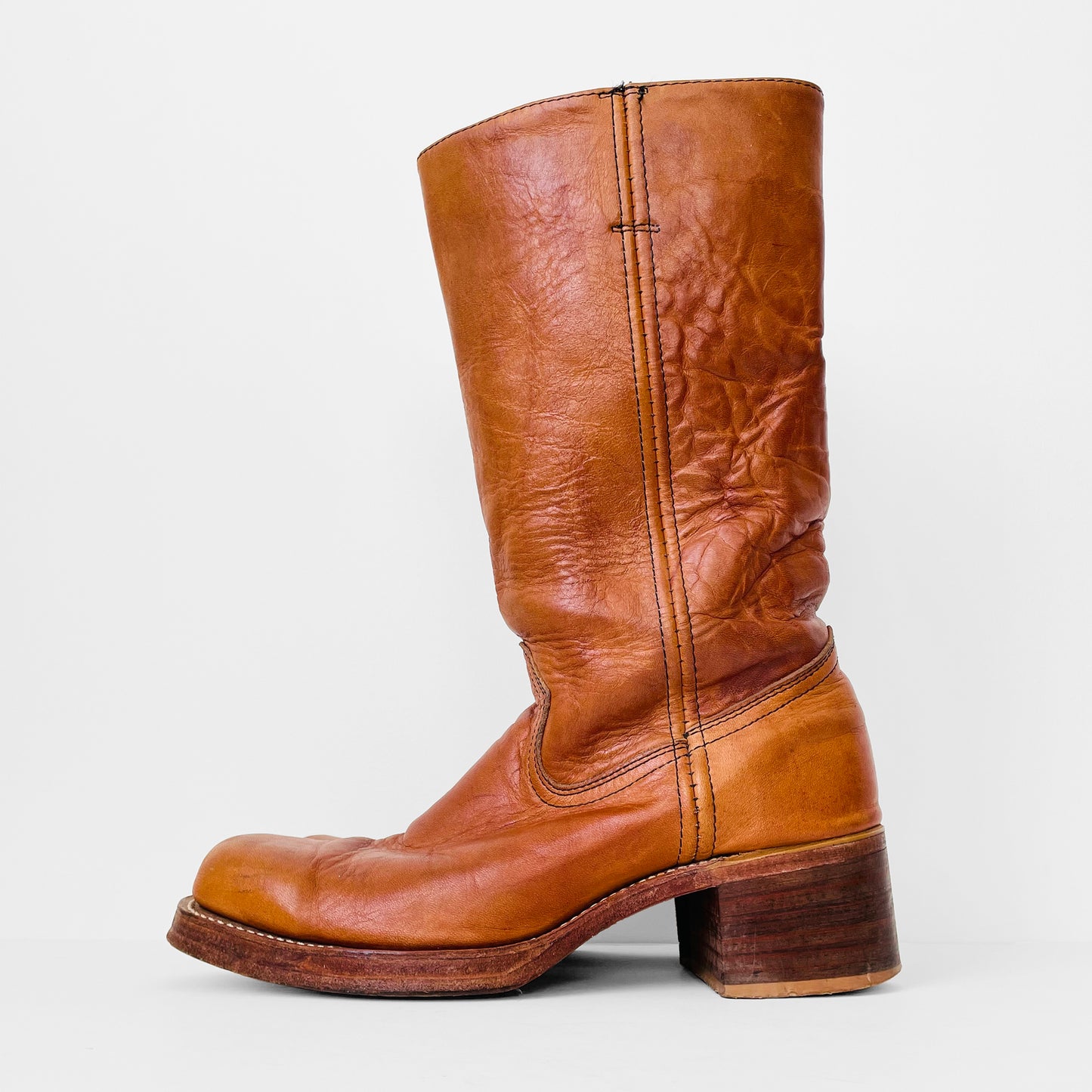 1970s Buttery Soft Leather Heavy-Duty Made in Canada Wood-Heeled Boots