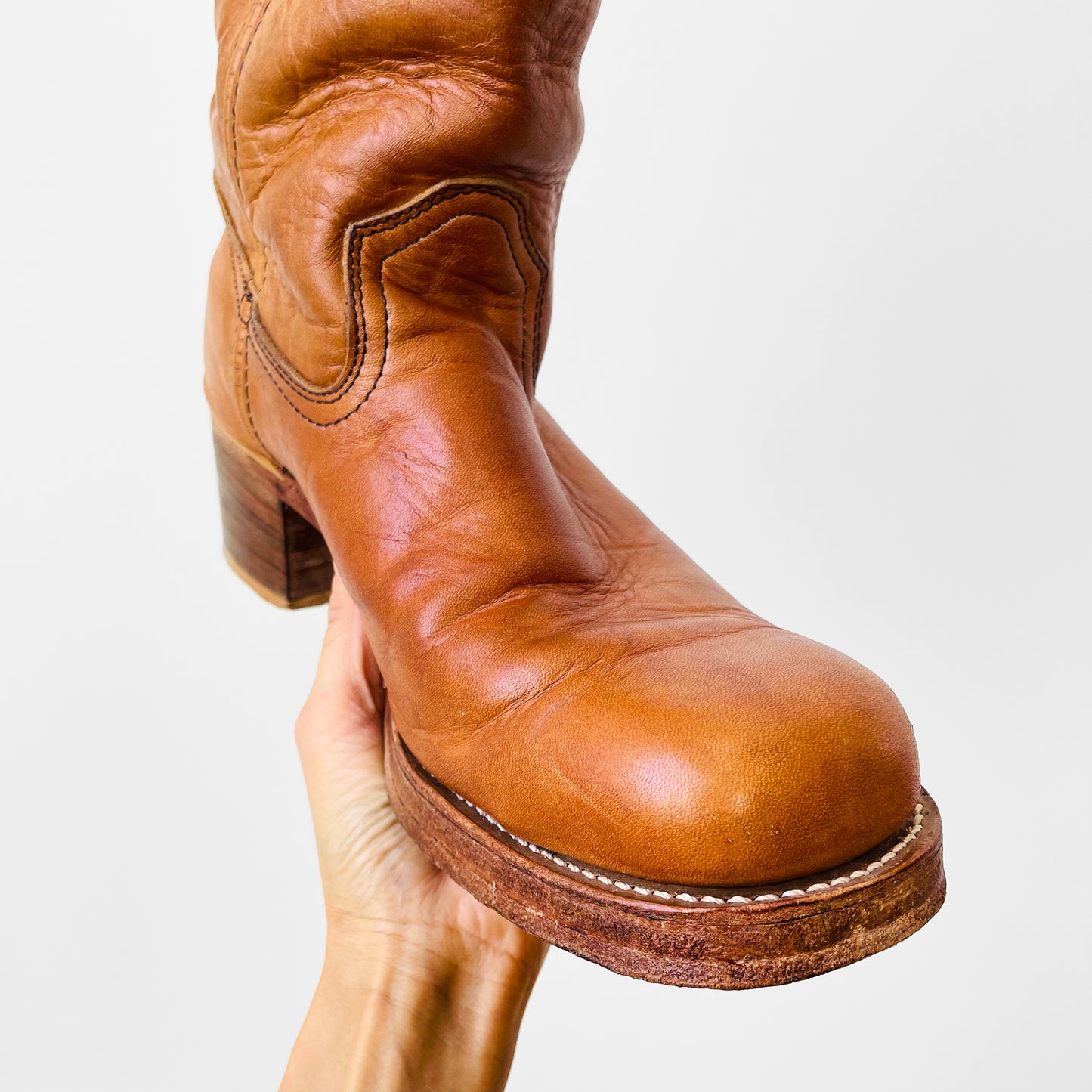 1970s Buttery Soft Leather Heavy-Duty Made in Canada Wood-Heeled Boots