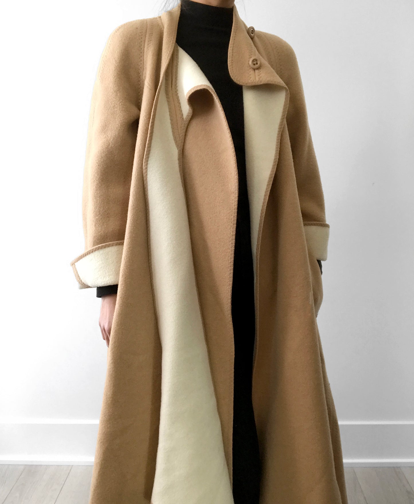 1960s Tan Wool Fleece A-Line Coat