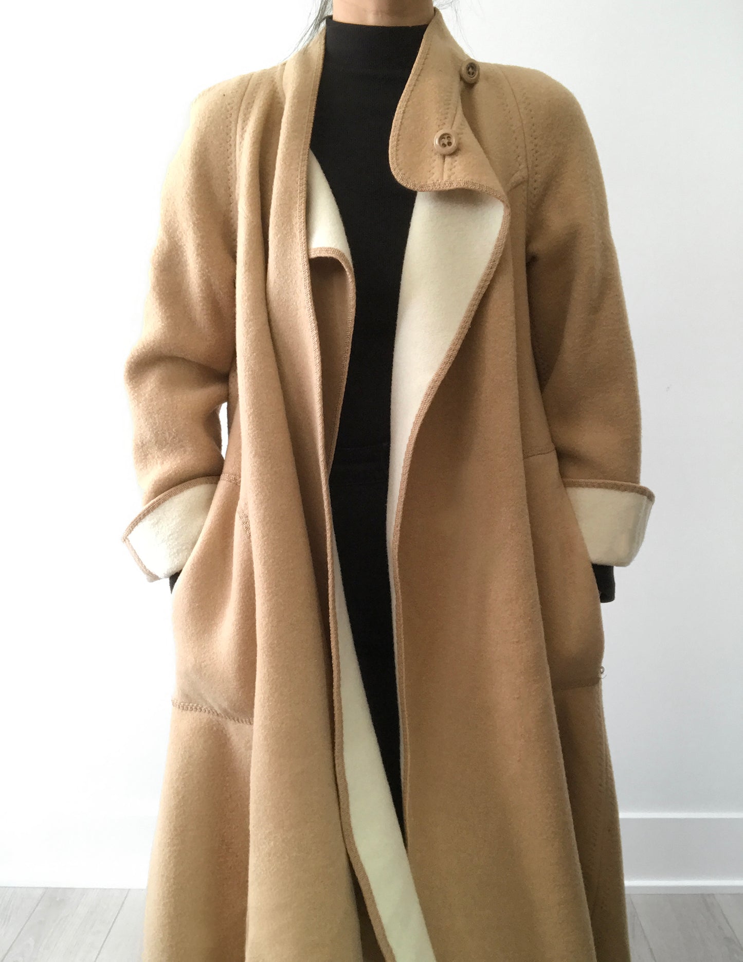 1960s Tan Wool Fleece A-Line Coat