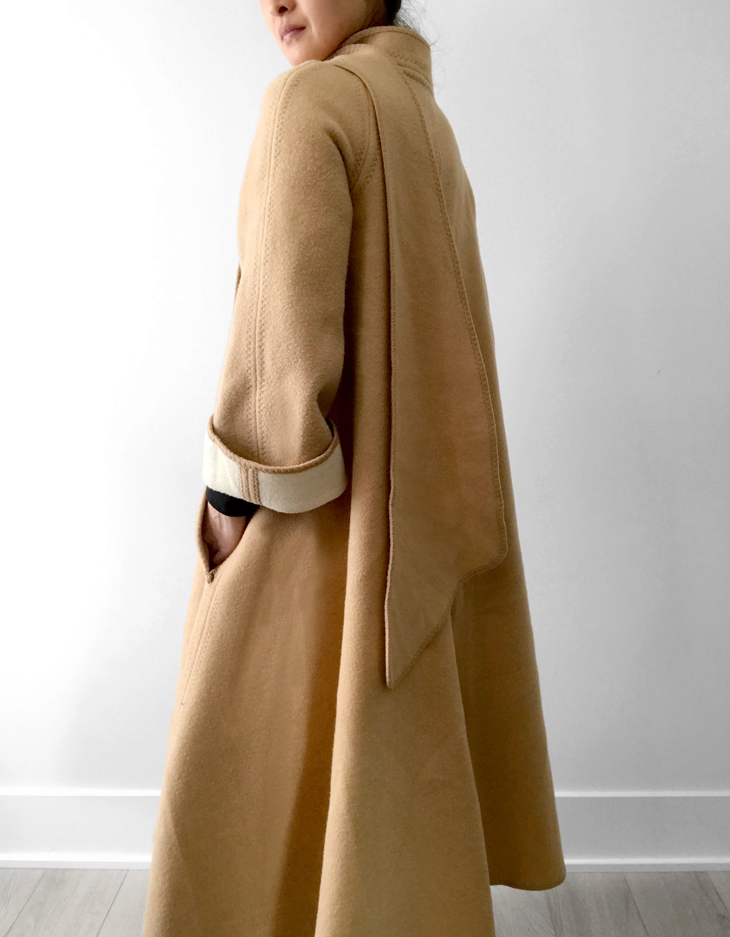 1960s Tan Wool Fleece A-Line Coat