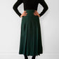 Wool Hunter-Green Knife Pleat Midi Skirt