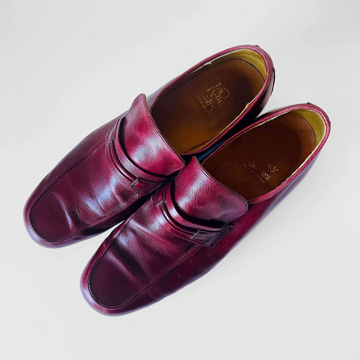 1970s Wine Burgundy Leather Slip-On Loafer Shoes