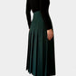 Wool Hunter-Green Knife Pleat Midi Skirt