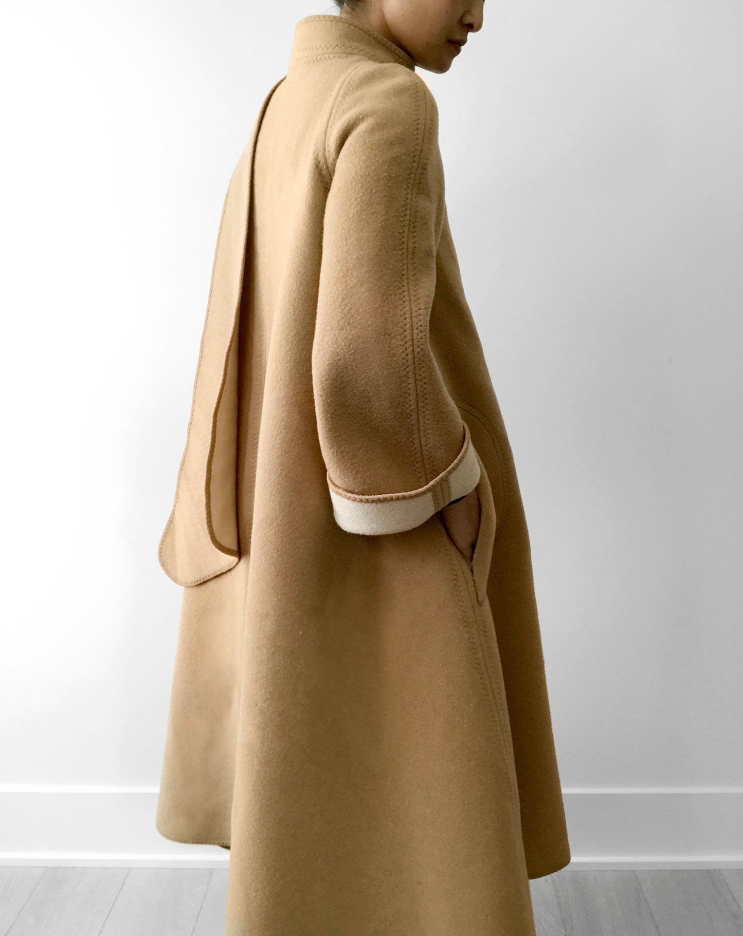 1960s Tan Wool Fleece A-Line Coat