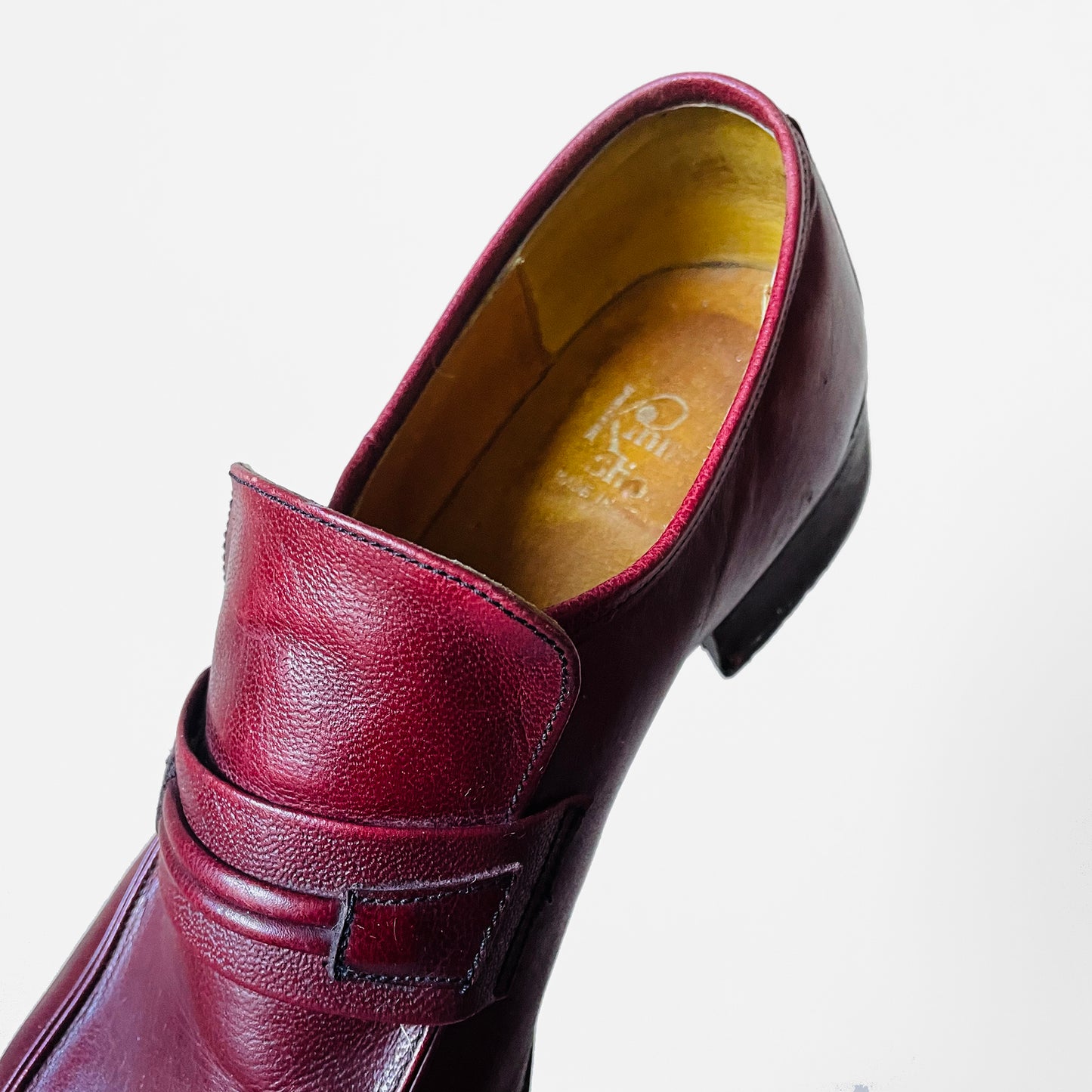 1970s Wine Burgundy Leather Slip-On Loafer Shoes