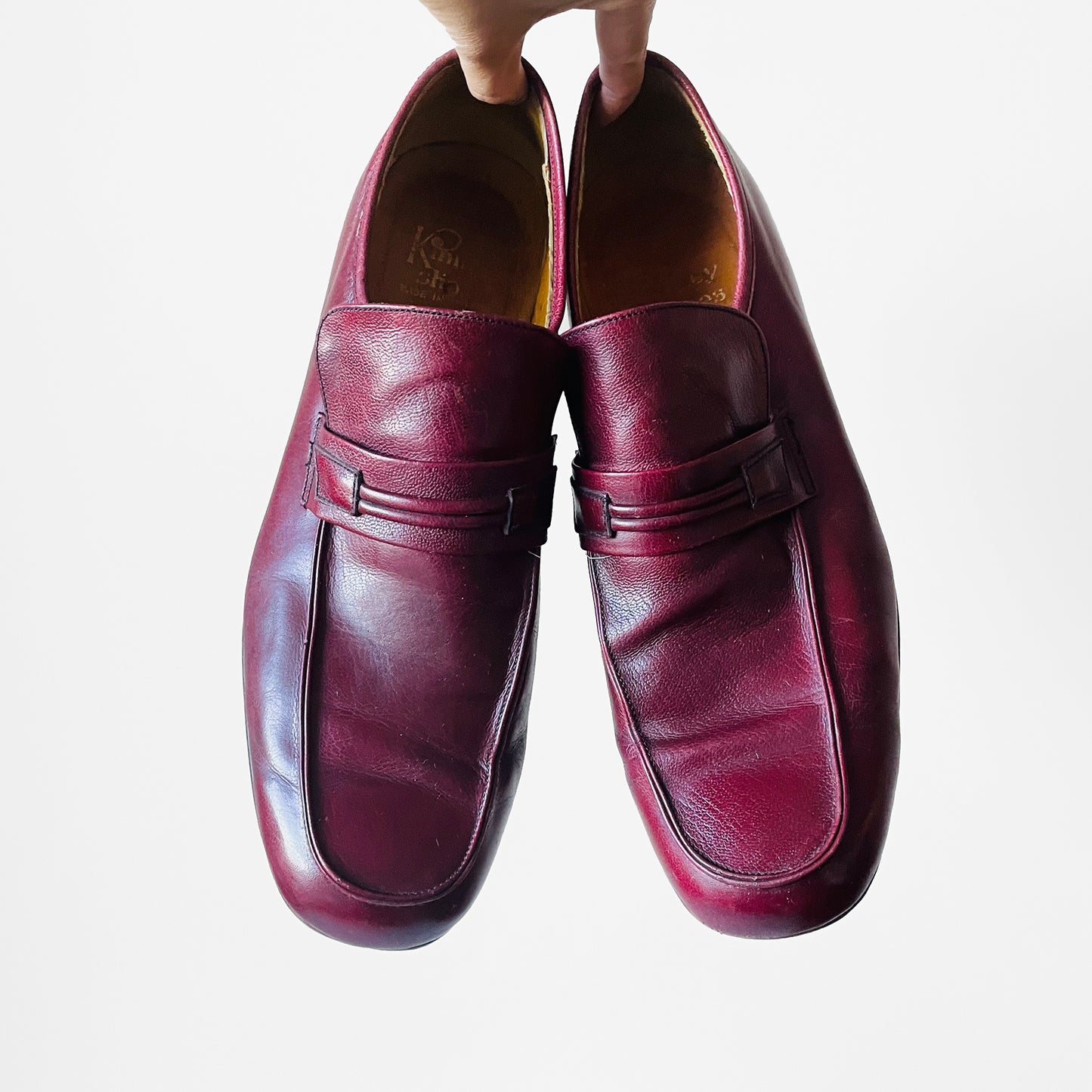 1970s Wine Burgundy Leather Slip-On Loafer Shoes