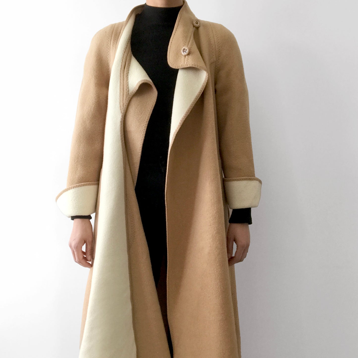 1960s Tan Wool Fleece A-Line Coat