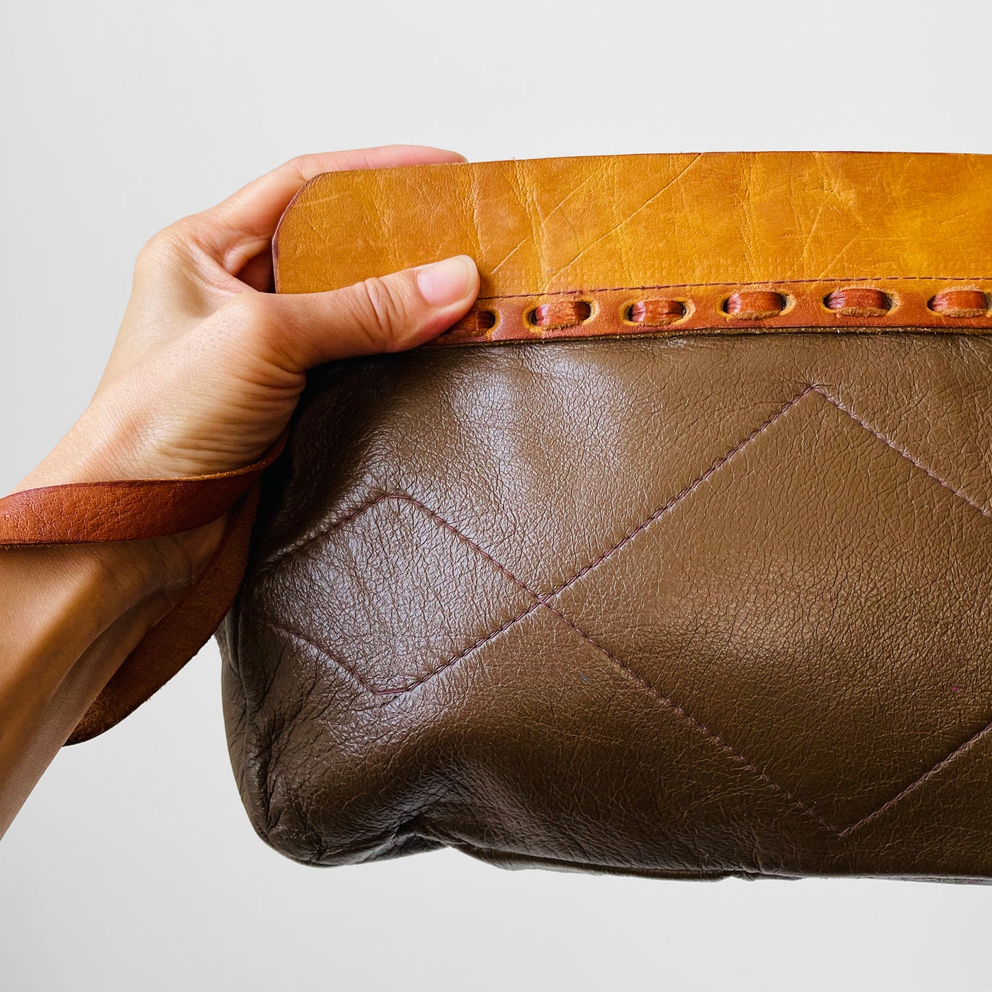 Taupe Buttery Soft Leather Wristlet Clutch Purse