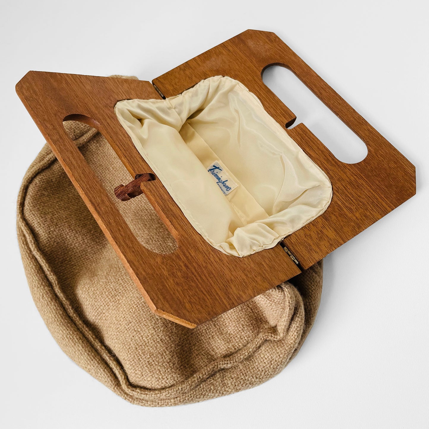 1960s Monogrammed Wood-Handle Handbag