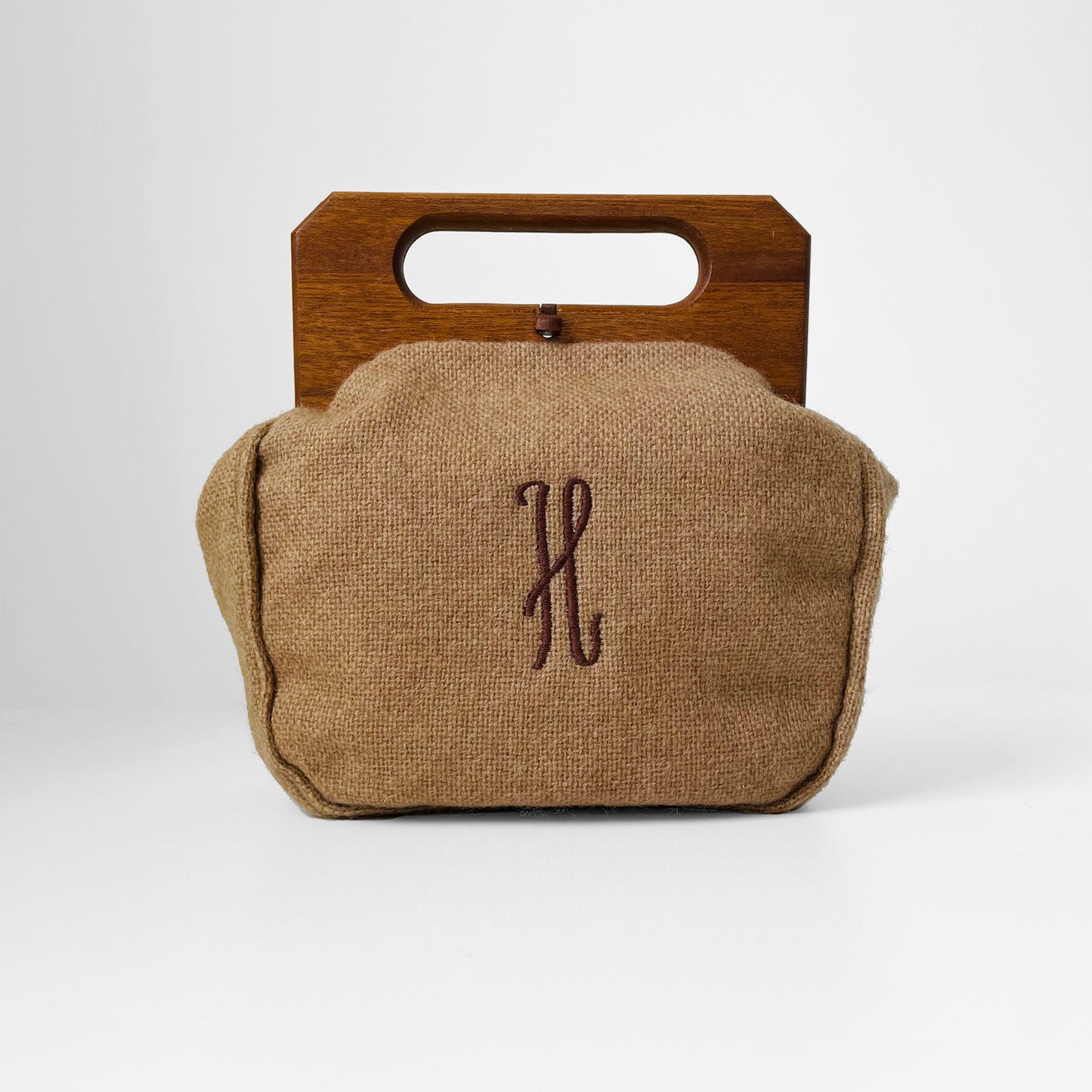 1960s Monogrammed Wood-Handle Handbag