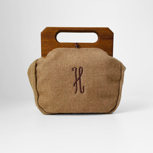 1960s Monogrammed Wood-Handle Handbag