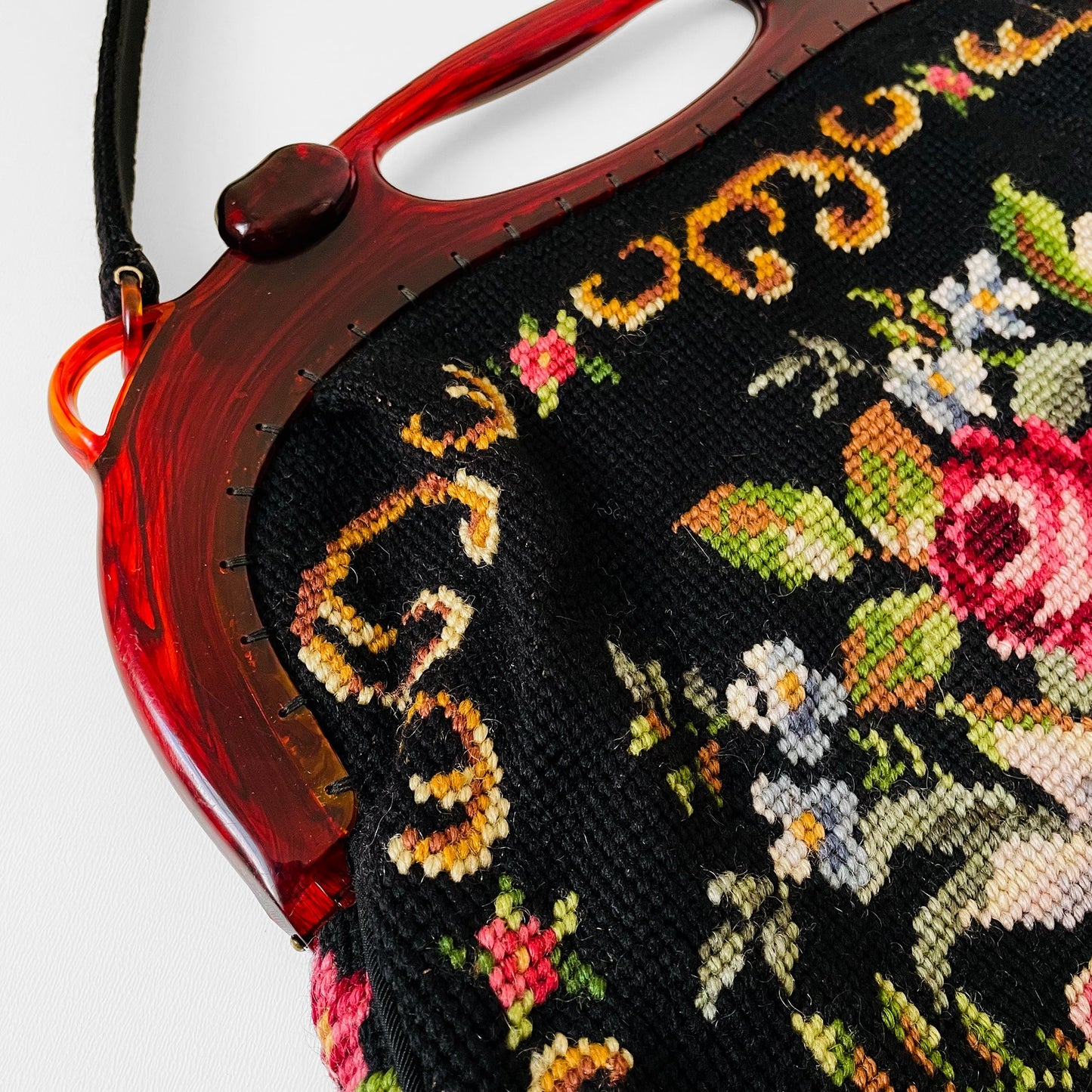 1930s-1940s Floral Needlepoint Bag