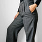 1980s Charcoal Grey Wool Blend Tweed Pleated Waist High-Waisted Trousers - Waist 28