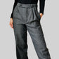 1980s Charcoal Grey Wool Blend Tweed Pleated Waist High-Waisted Trousers - Waist 28