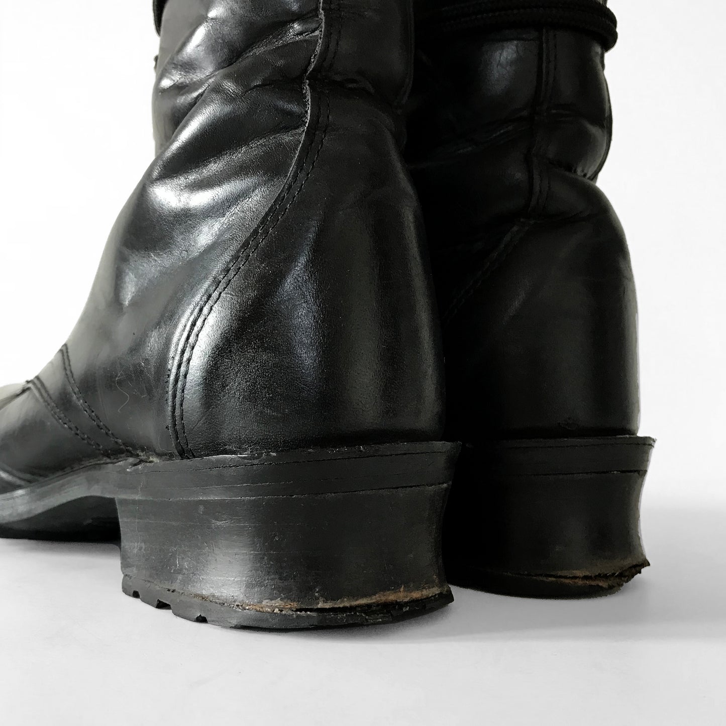 Well-Worn Black Leather Lace-Up Combat-Style Military-Style Boots