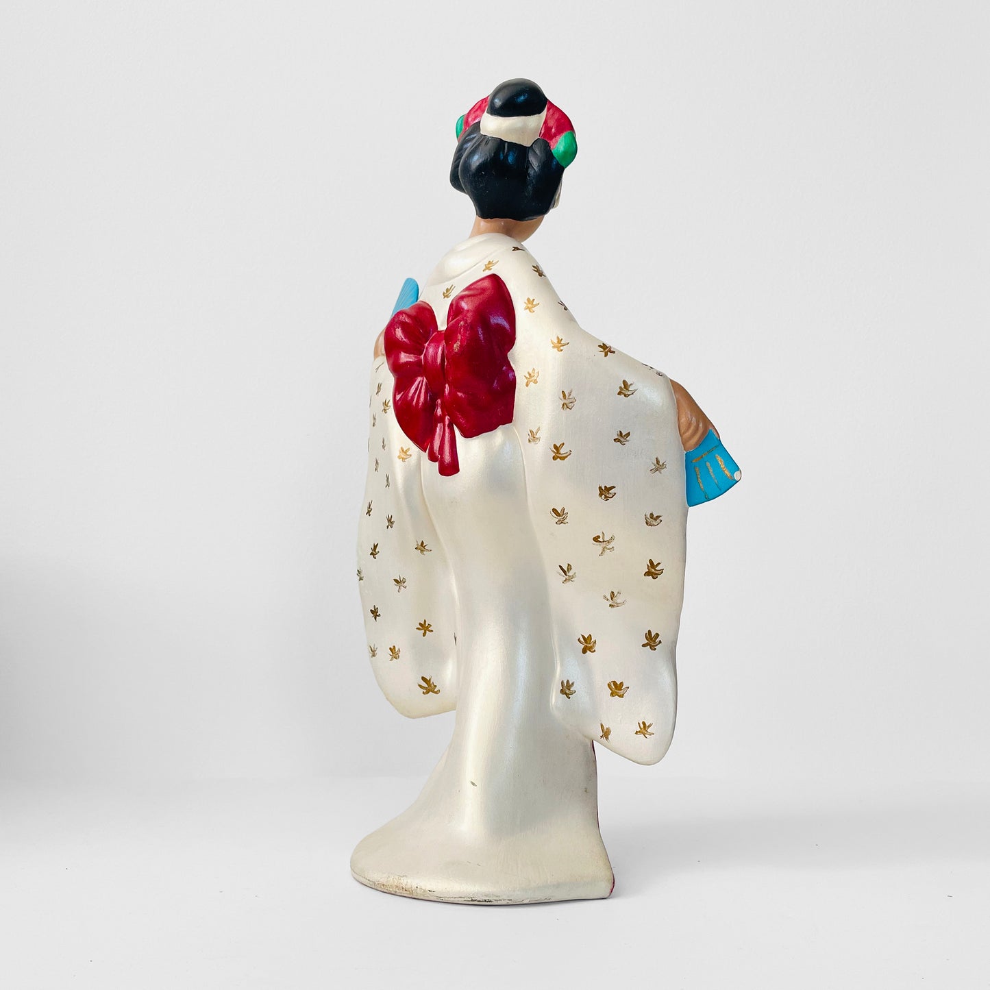 Mid-Century Porcelain Hand-Painted Japanese Geisha Statue