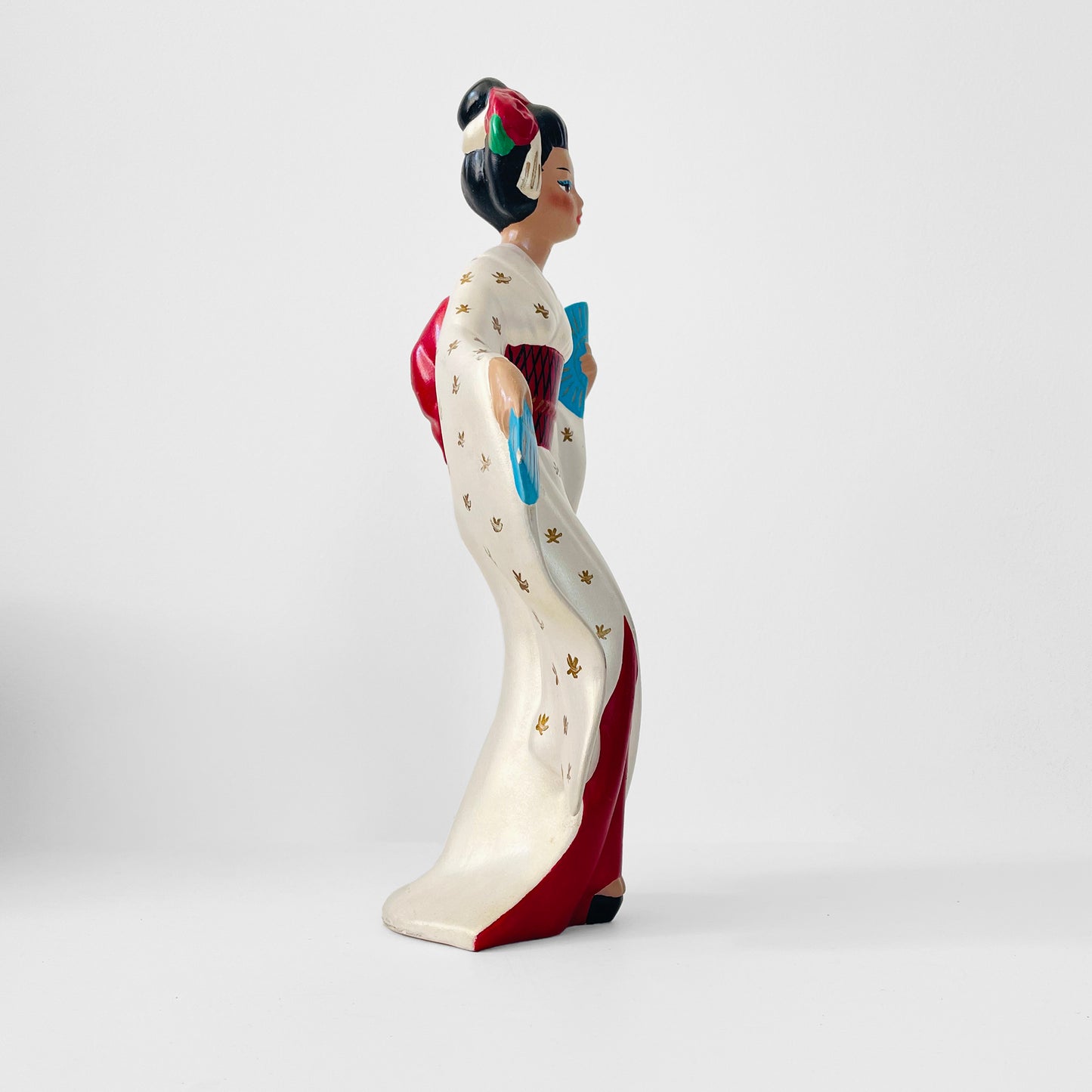 Mid-Century Porcelain Hand-Painted Japanese Geisha Statue