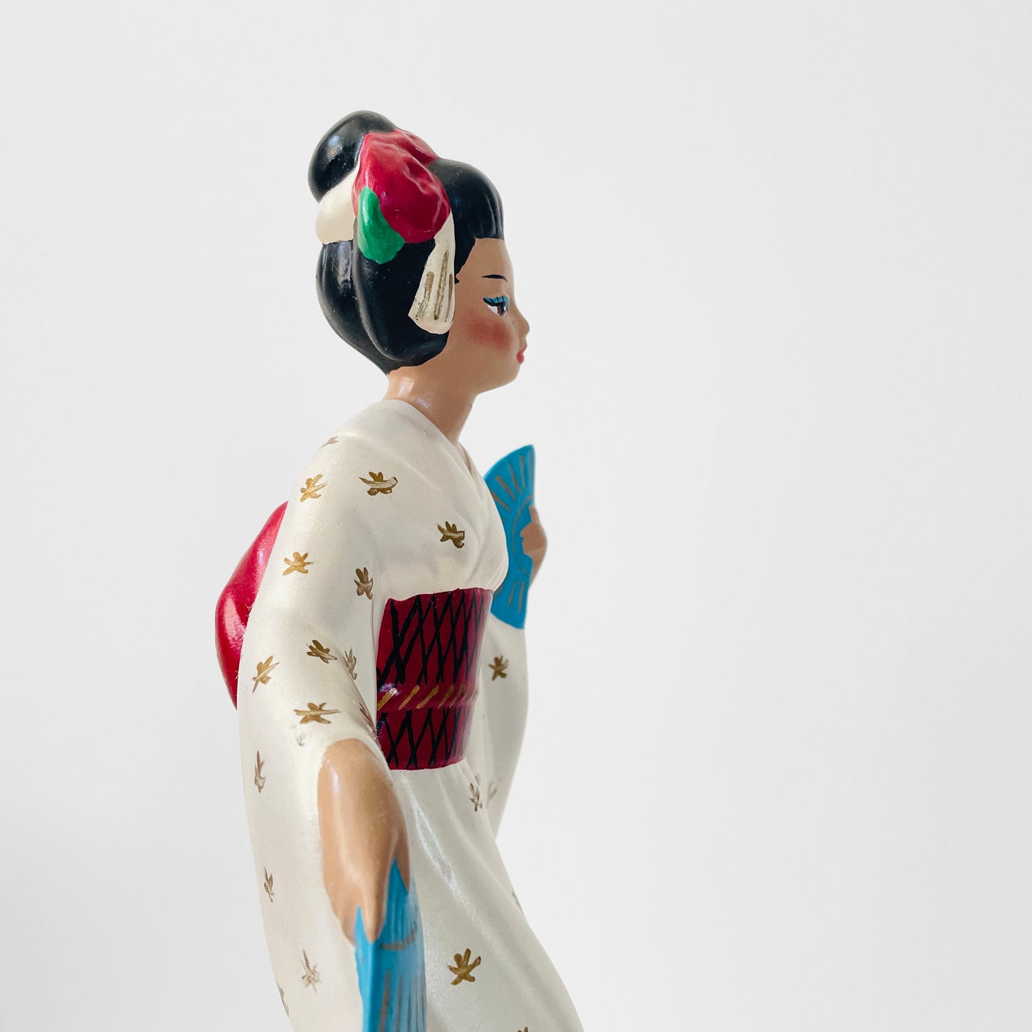 Mid-Century Porcelain Hand-Painted Japanese Geisha Statue