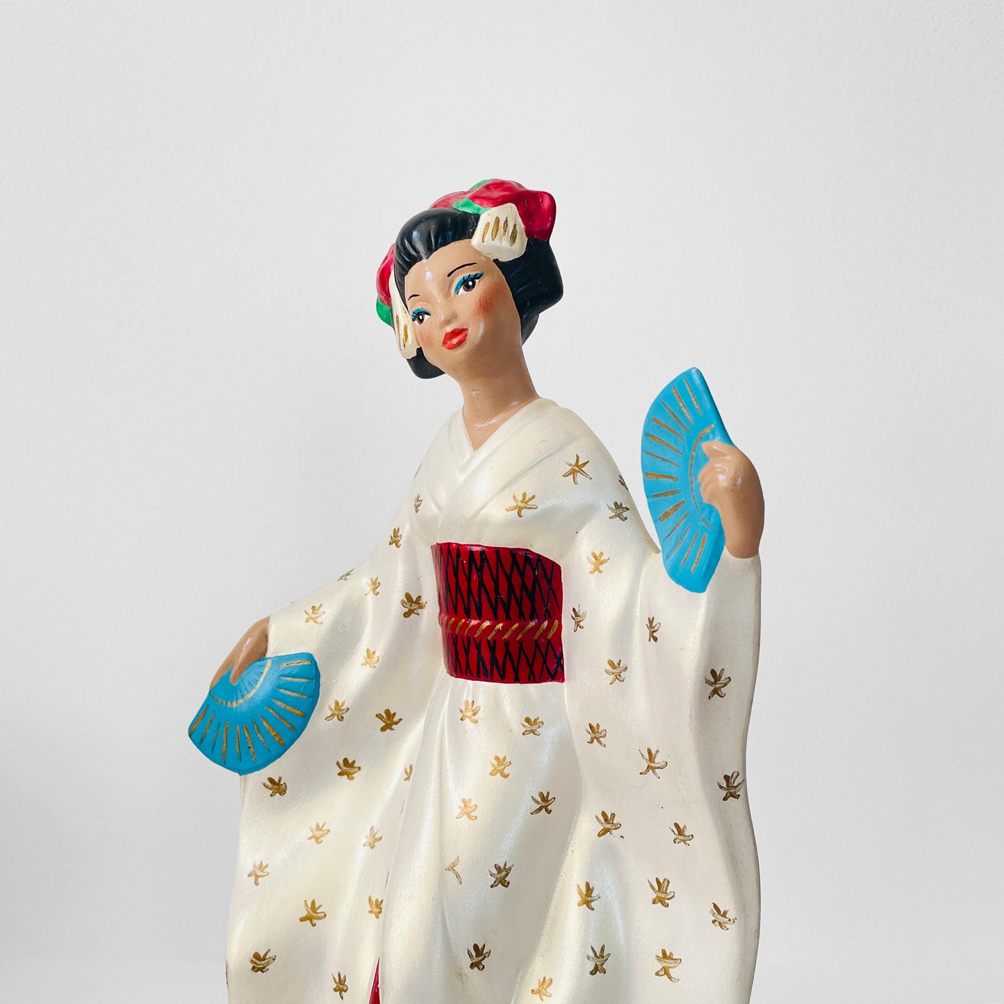 Mid-Century Porcelain Hand-Painted Japanese Geisha Statue