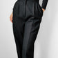 1980s Tone-On-Tone Houndstooth High-Waisted Pleated Wool Fully Lined Trousers - Waist 26
