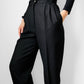1980s Tone-On-Tone Houndstooth High-Waisted Pleated Wool Fully Lined Trousers - Waist 26