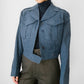 1950s Slate Blue Air Force Crop Wool Military Flight Jacket - S/M