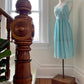 1960s Blue Turquoise Lace Sweetheart Neck Belted Slip Night Dress - S/M