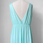 1970s Turquoise and Lace Trim Empire Waist V-Neck Sleeveless Nightgown - Sz. S