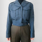 1950s Slate Blue Air Force Crop Wool Military Flight Jacket - S/M