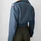 1950s Slate Blue Air Force Crop Wool Military Flight Jacket - S/M