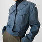1950s Slate Blue Air Force Crop Wool Military Flight Jacket - S/M