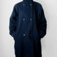 1980s Dark Navy Blue Snap Button Heavy Military Naval Style Wool Jacket - S/M