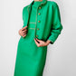 1960s Apple Green and Gold Crop Jacket Wool Blended Knit Dress Set - Sz. S