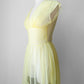 1950s-1960s Sheer Yellow Silk Gauze Pleated Ballroom Gown Style Slip Dress - Sz. S