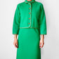 1960s Apple Green and Gold Crop Jacket Wool Blended Knit Dress Set - Sz. S