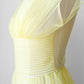 1950s-1960s Sheer Yellow Silk Gauze Pleated Ballroom Gown Style Slip Dress - Sz. S