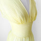 1950s-1960s Sheer Yellow Silk Gauze Pleated Ballroom Gown Style Slip Dress - Sz. S