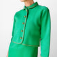 1960s Apple Green and Gold Crop Jacket Wool Blended Knit Dress Set - Sz. S