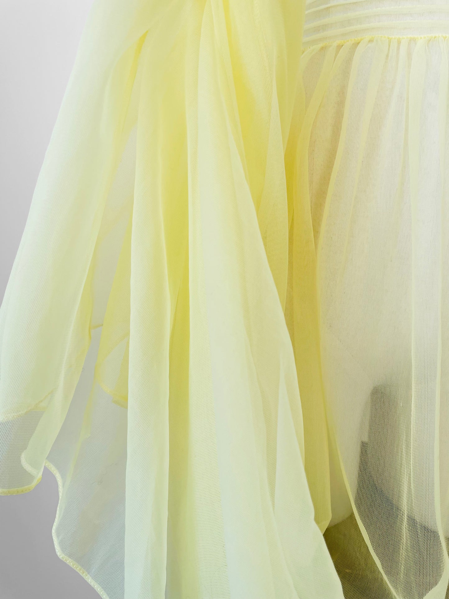 1950s-1960s Sheer Yellow Silk Gauze Pleated Ballroom Gown Style Slip Dress - Sz. S