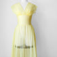 1950s-1960s Sheer Yellow Silk Gauze Pleated Ballroom Gown Style Slip Dress - Sz. S