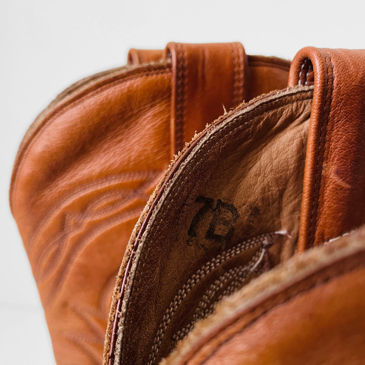 1970s Tobacco Tan Stitched Leather Western Boots - Sz. 7B