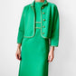 1960s Apple Green and Gold Crop Jacket Wool Blended Knit Dress Set - Sz. S