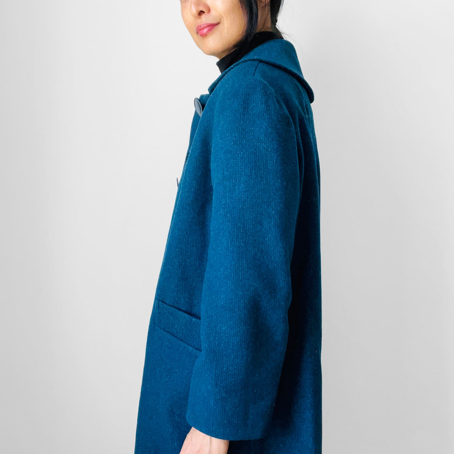 1960s Teal Wool Big Button Coat