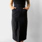 1960s Black Stripe Taffeta Knee-Length Pencil Skirt
