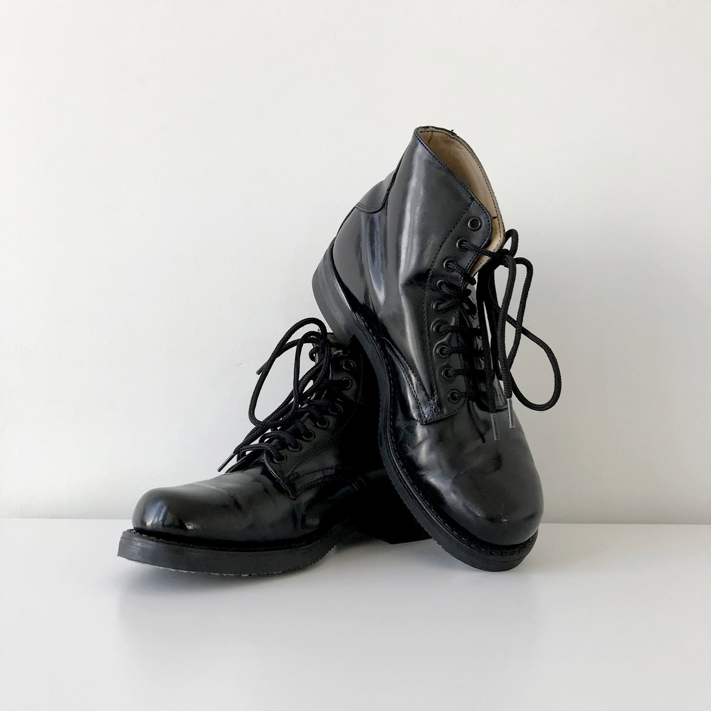 Made in Canada Black Leather Lace-Up Combat Military Boots