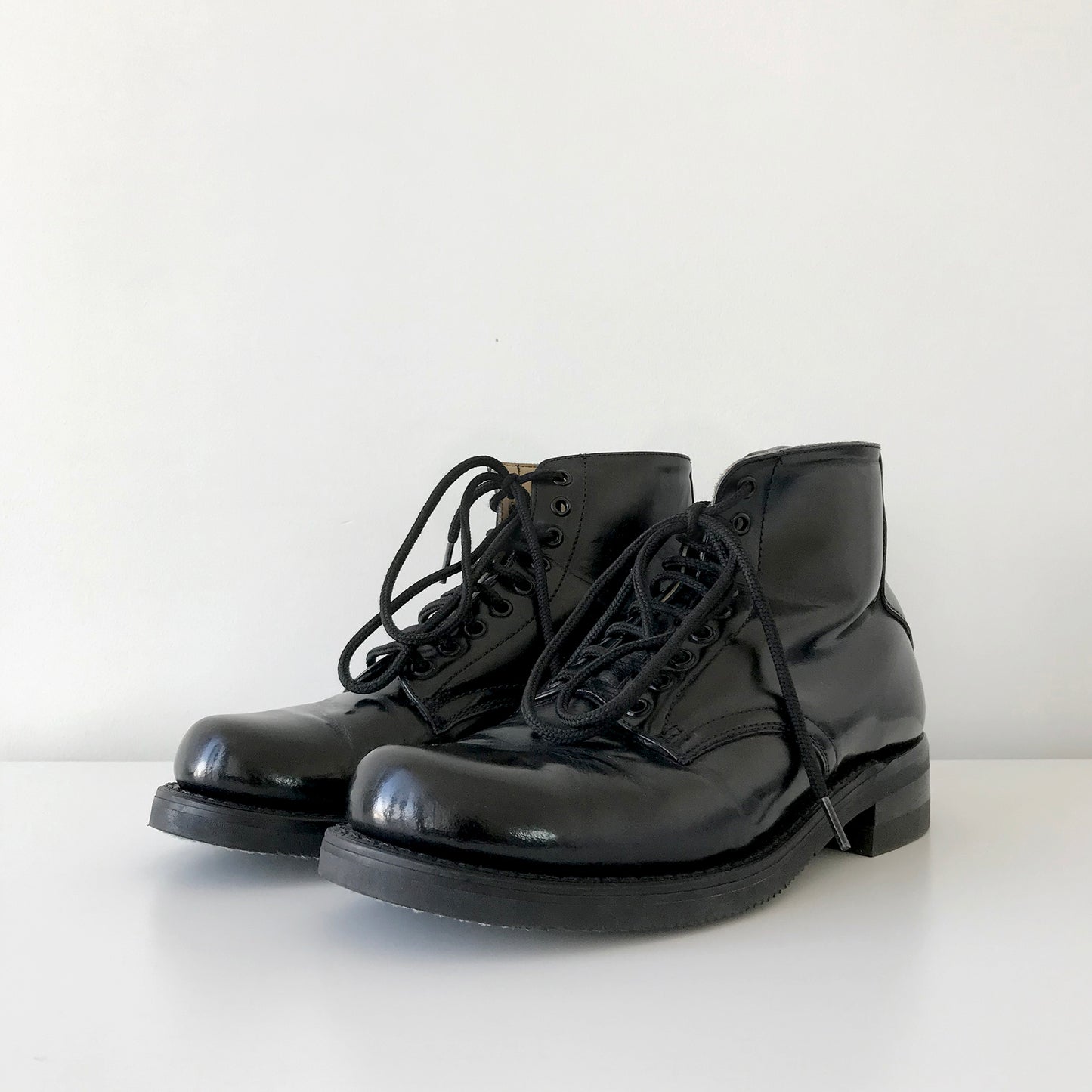 Made in Canada Black Leather Lace-Up Combat Military Boots