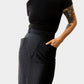 1960s Black Stripe Taffeta Knee-Length Pencil Skirt
