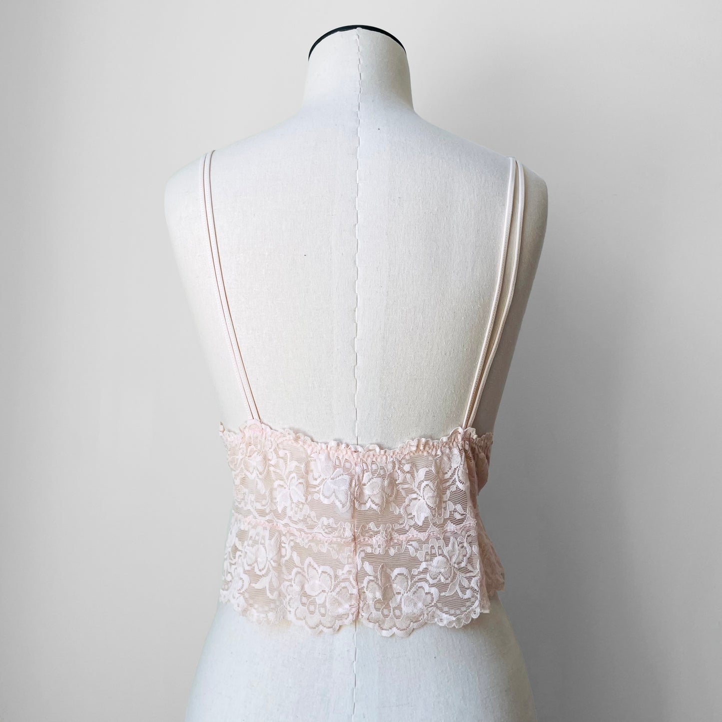 1970s Pink Lace V-Neck Cami - Sz. M