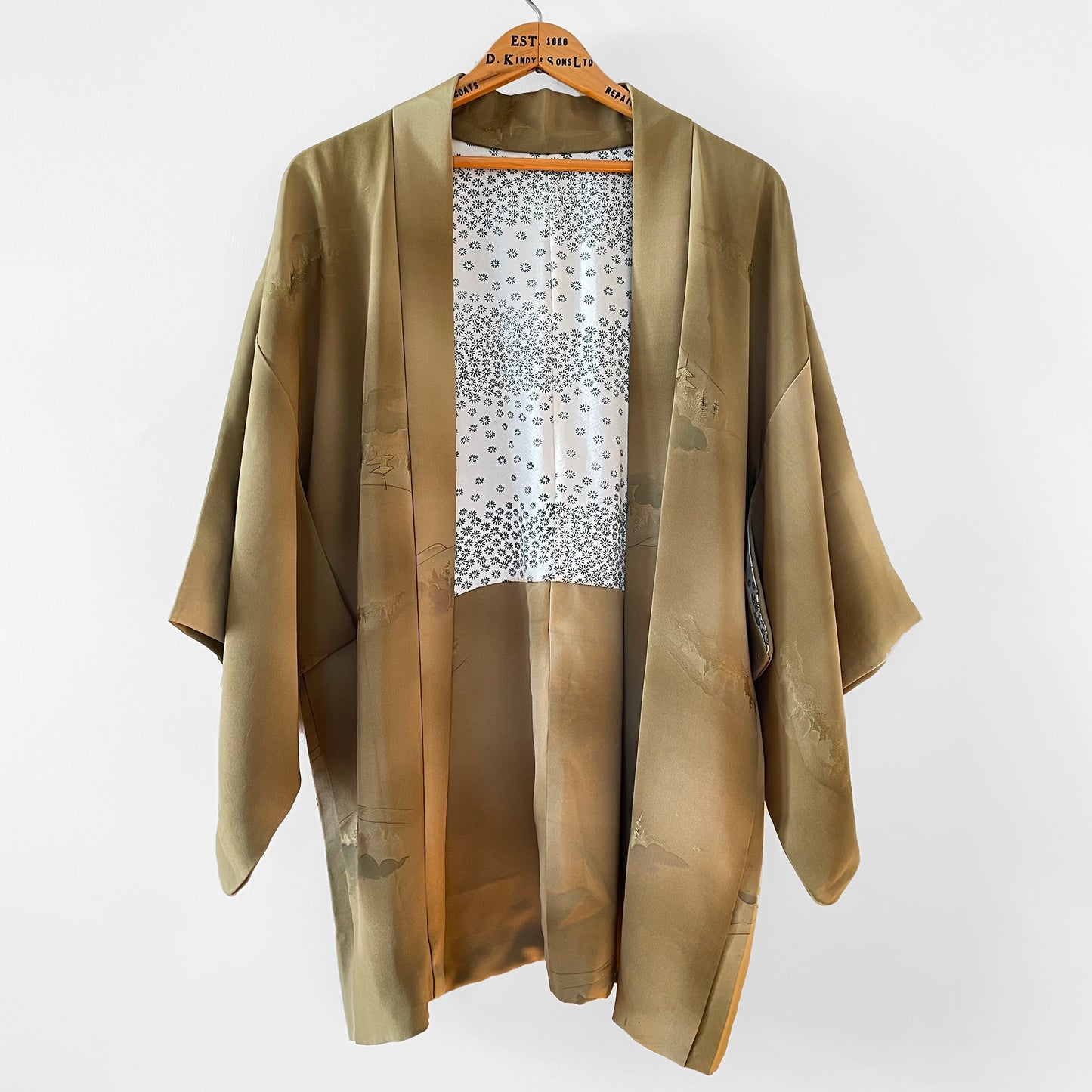 Vintage, 1980s, 80s, Japanese, Silk, Gold-Toned, Lined, Haori, Kimono, Jacket